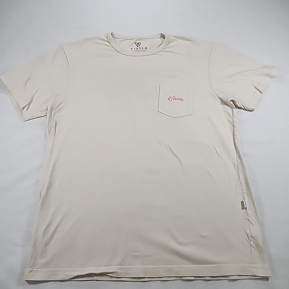 Vissla Men's Cream Herringbone T-Shirt Size L Cotton